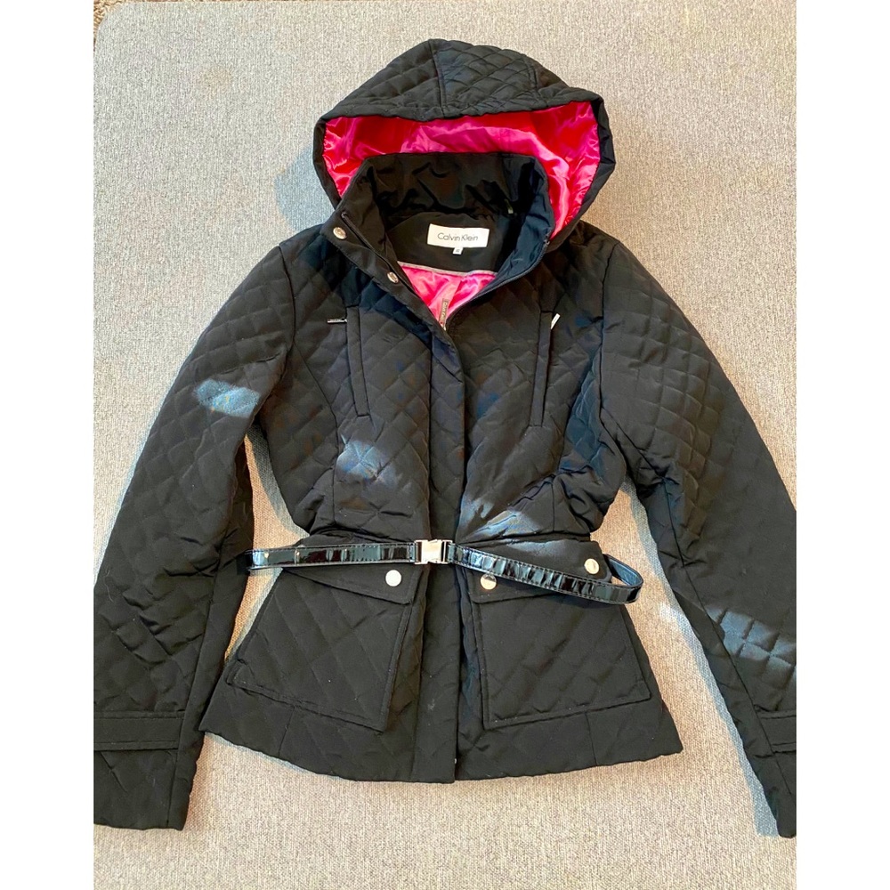 Calvin Klein Black Jacket With Cinched-Waist Belt